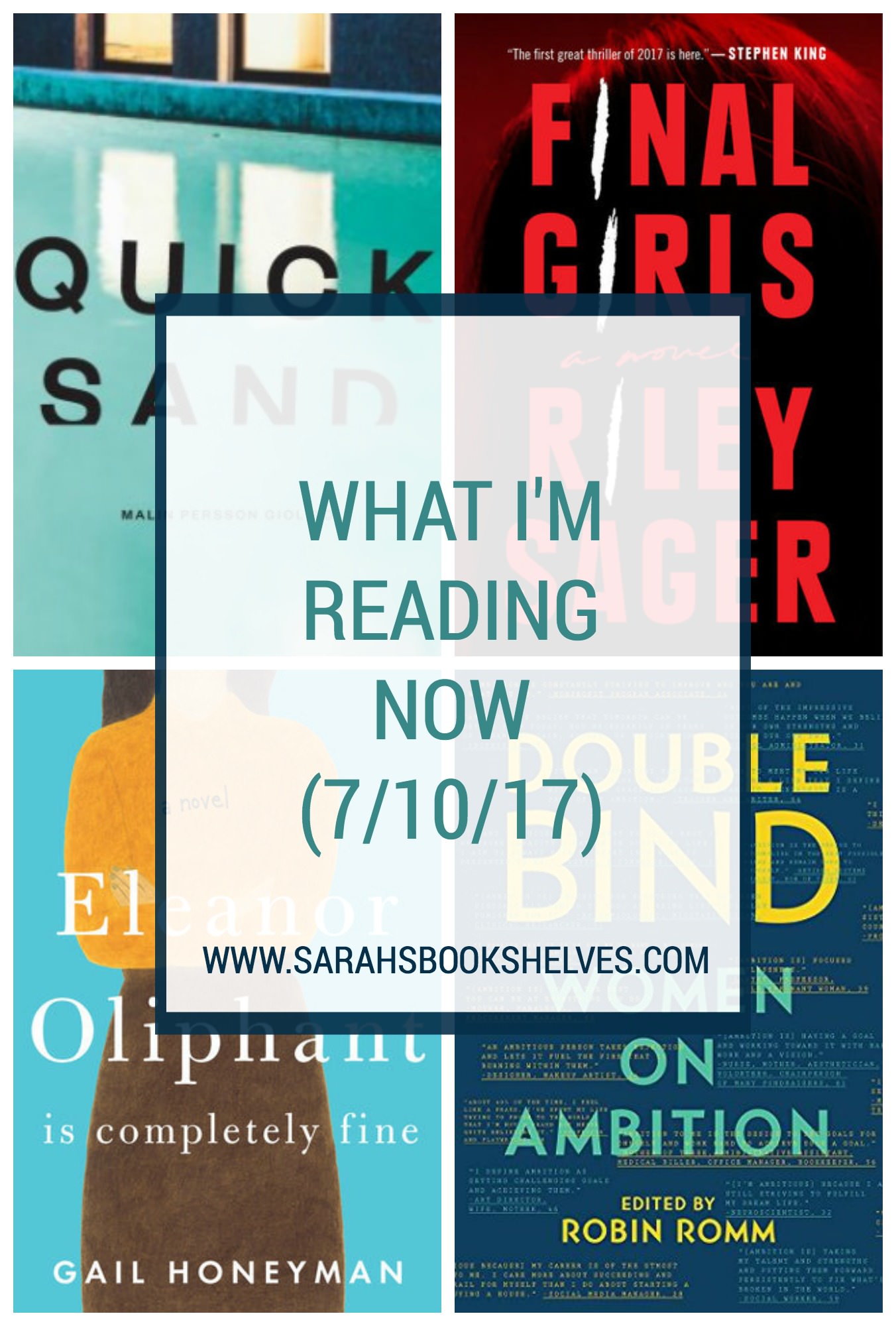 What I'm Reading Now (7/10/17): After a vacation filled with books that were just OK, I'm now reading an awesome Swedish courtroom thriller (Quicksand by Malin Persson Giolito)!