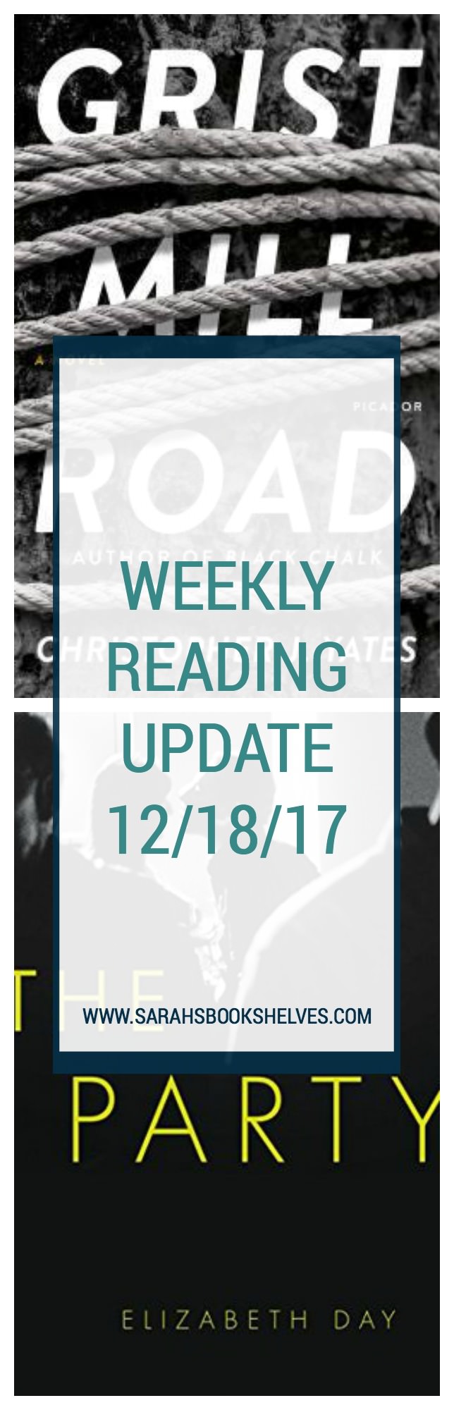 Weekly Reading Update (12/18/17): I'm alternating between 2018 releases and backlists or library books. Grist Mill Road was a page-turning start to 2018 books and The Party was decent, but didn't not particularly memorable.